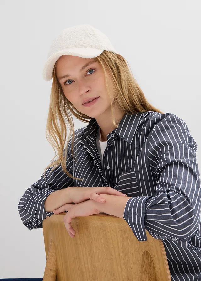 Oversized blouse van katoen • donkerblauw/wit gestreept • product-page.page-title-suffix