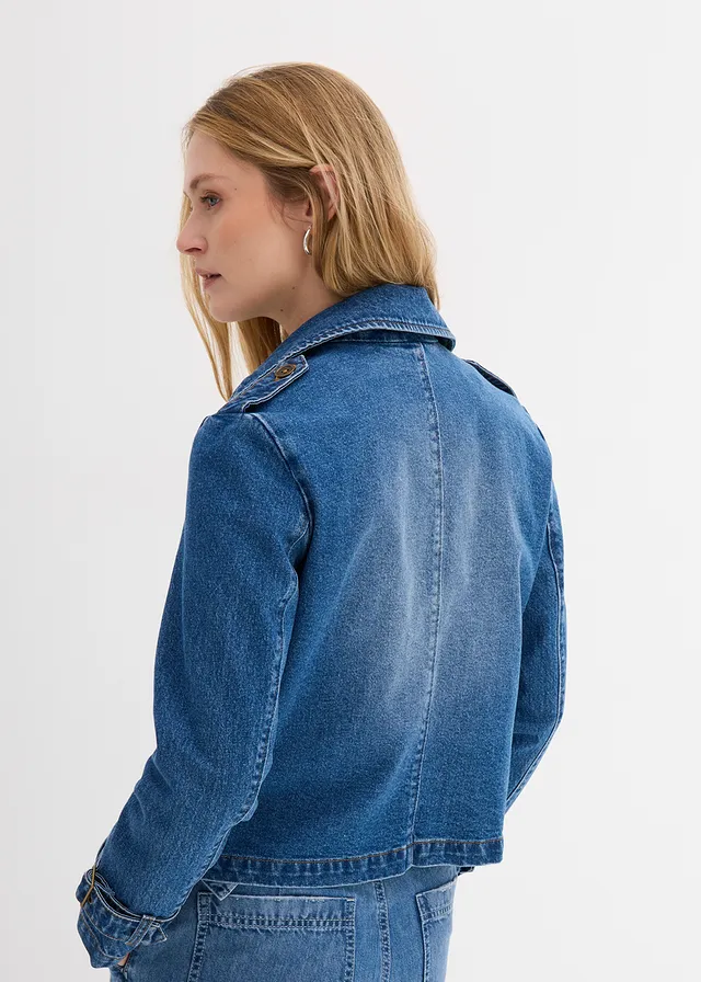 Trench court en denim, Couleur: bleu clair denim