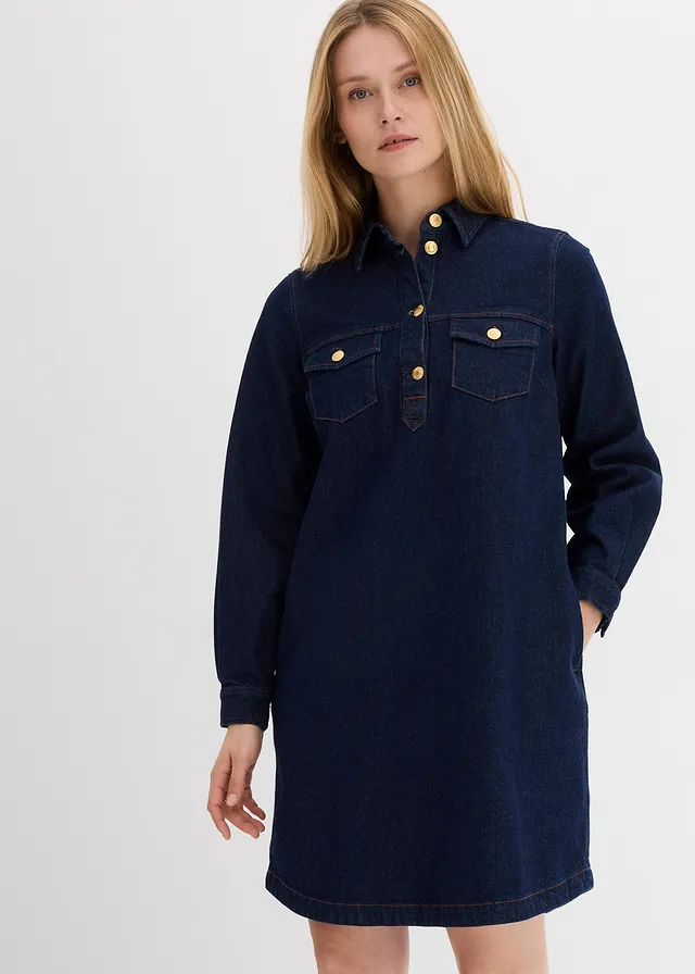 Jeansjurk, Kleur: diepblauw denim ongewassen