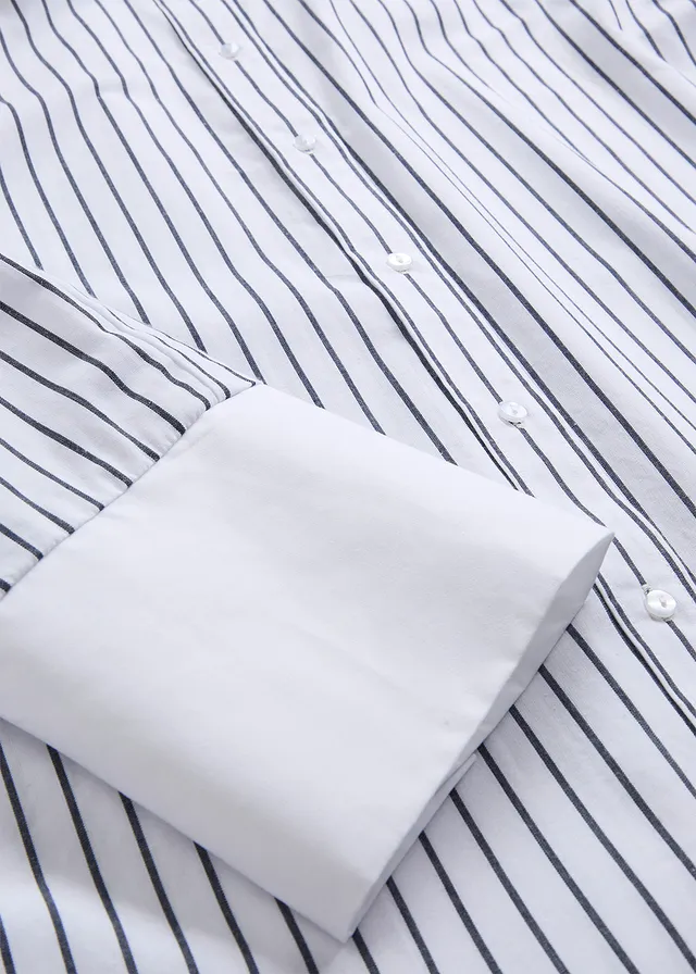 Oversized overhemd van puur katoen • wit-donkerblauw gestreept • product-page.page-title-suffix