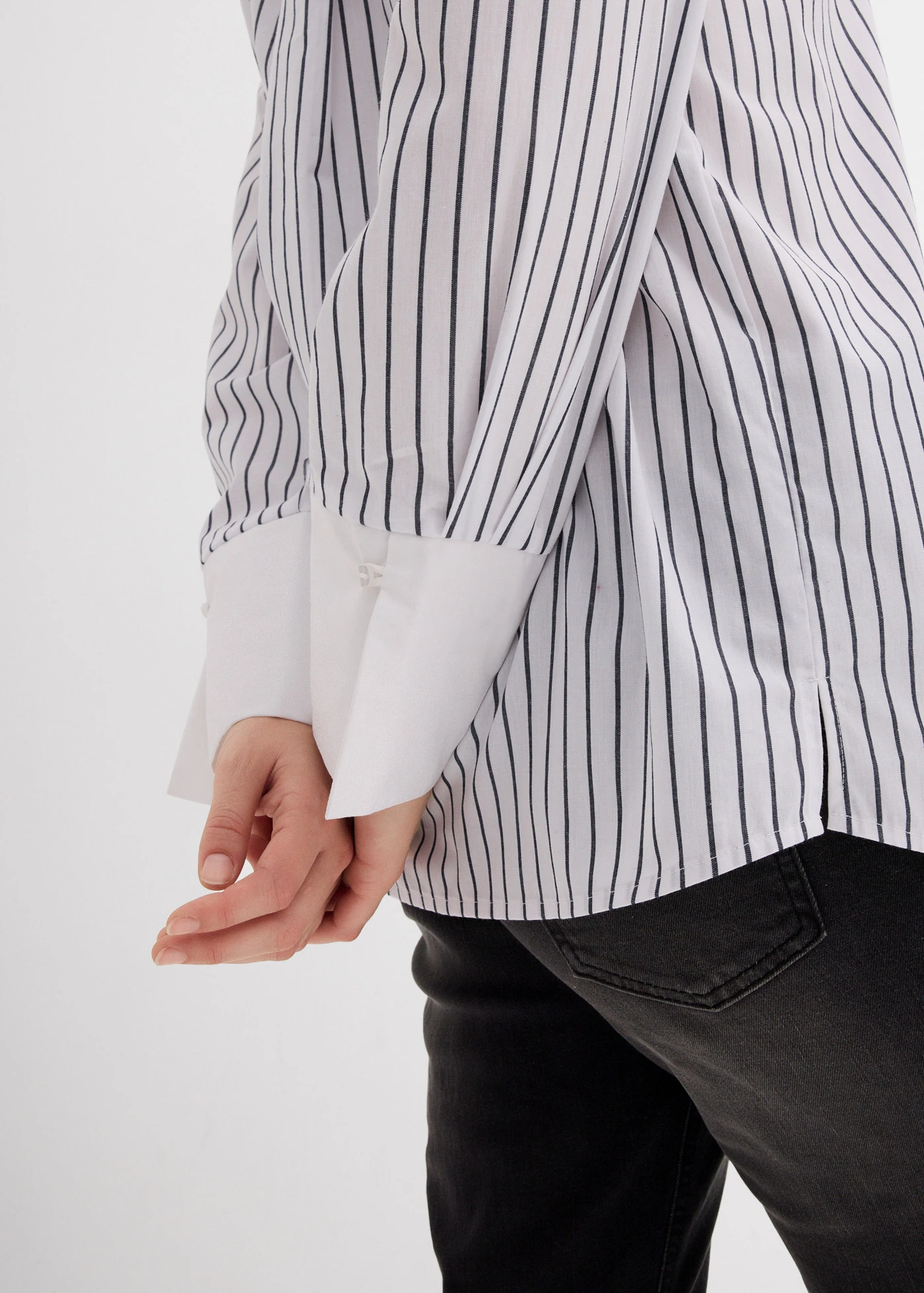 Oversized overhemd van puur katoen • wit-donkerblauw gestreept • bonprix online shop