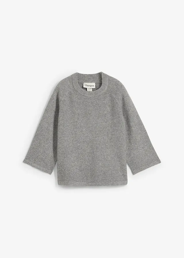 Koszulka z dzianiny oversize • szary melanż • sklep bonprix