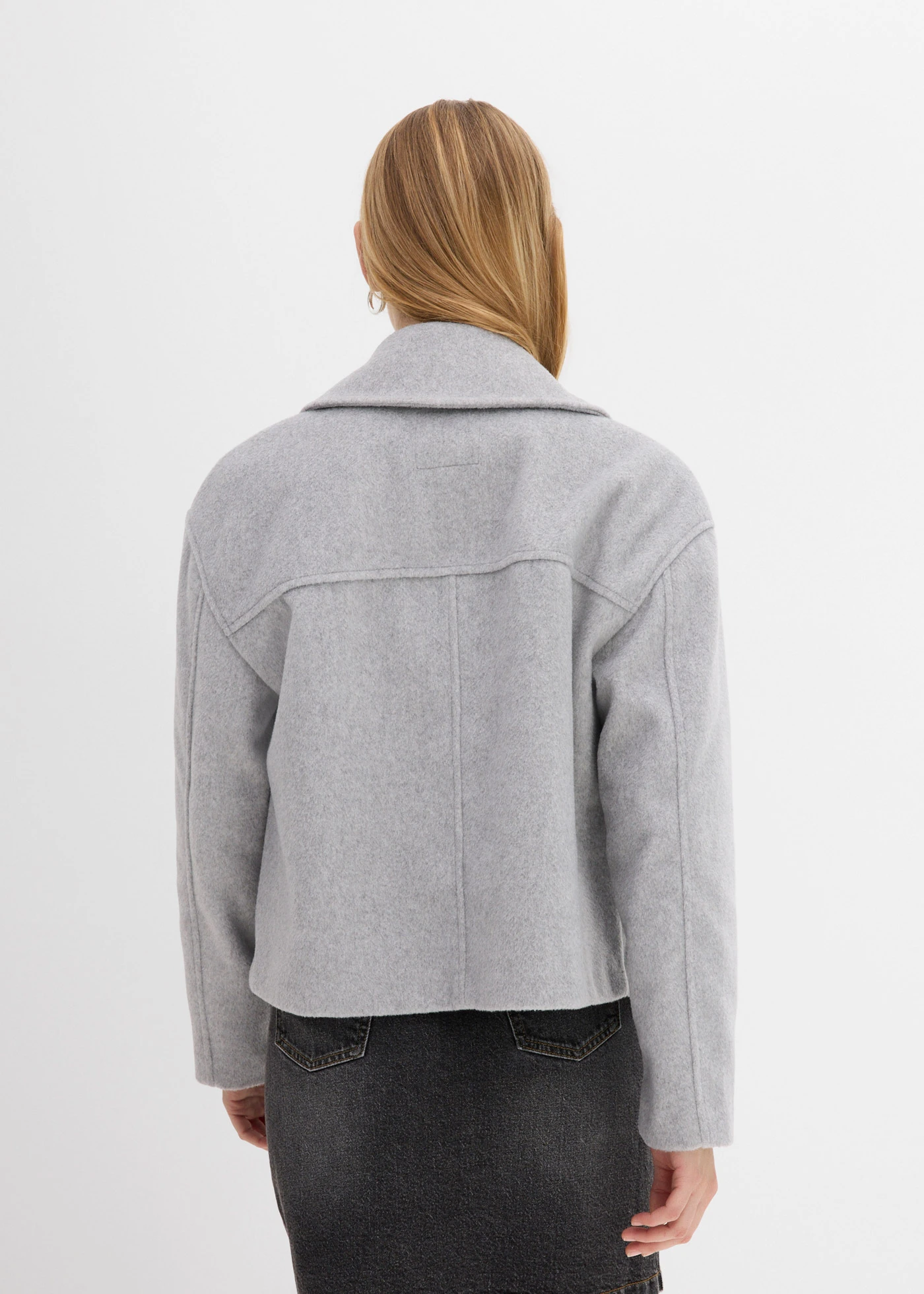 Oversized trenchcoat in wollen look • lichtgrijs gemêleerd • bonprix online shop