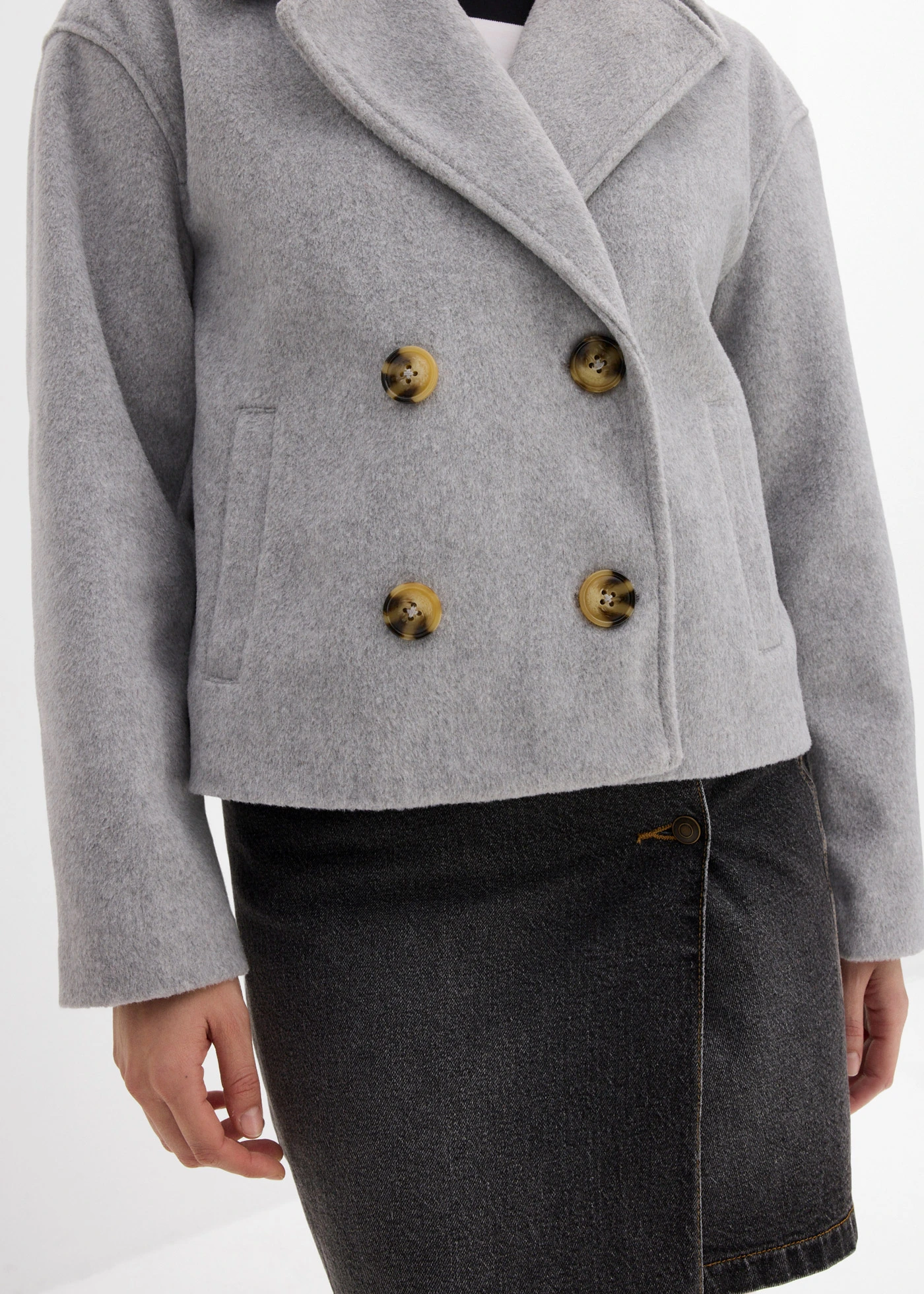 Oversized trenchcoat in wollen look • lichtgrijs gemêleerd • bonprix online shop