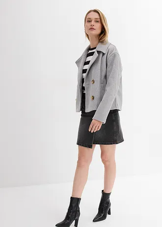 Oversized trenchcoat in wollen look • lichtgrijs gemêleerd • bonprix online shop