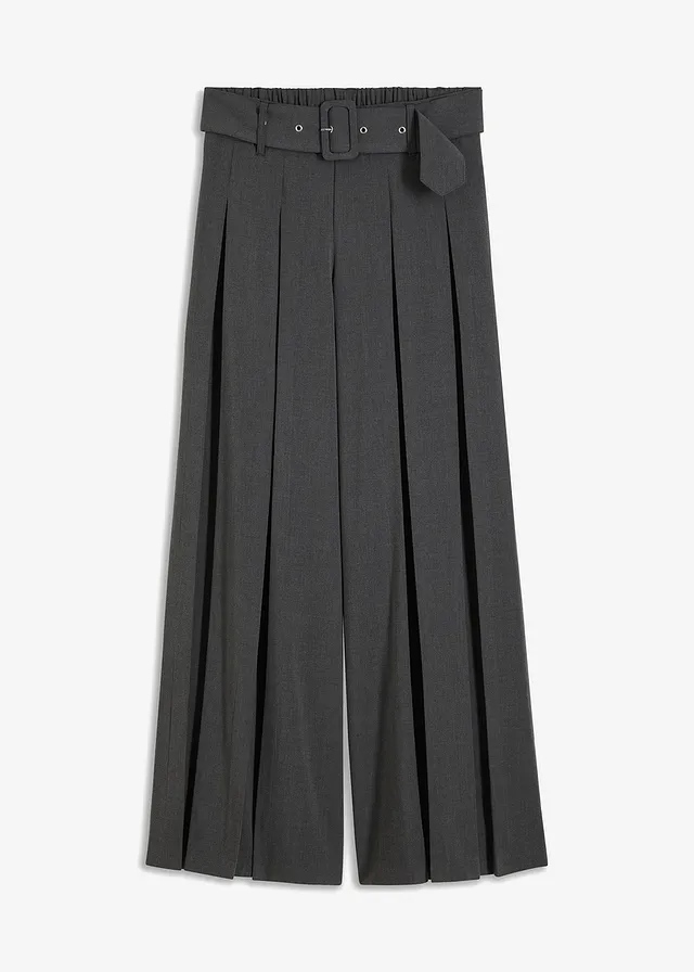 Pantalon de tailleur fluide en viscose mélangée, Couleur: anthracite chiné