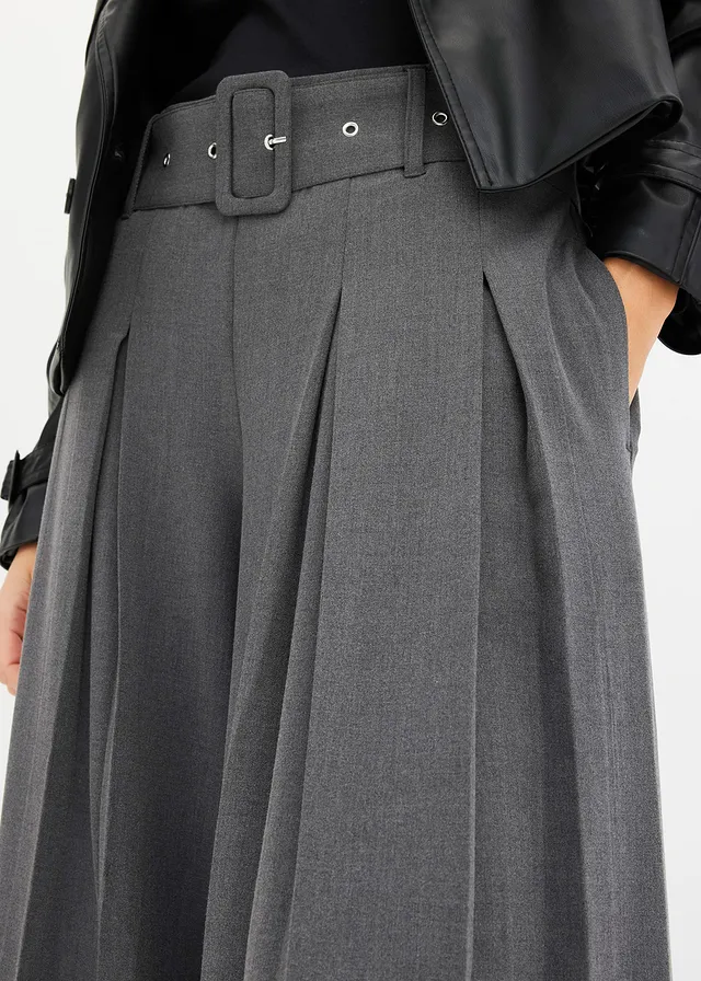 Pantalon de tailleur fluide en viscose mélangée • anthracite chiné • product-page.page-title-suffix