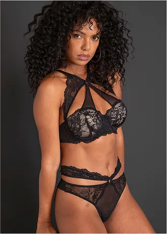 Balconette bh met beugels • zwart + mat beige • bonprix online shop