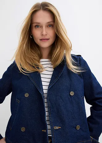 Džínový trenčkotový kabátek • nočně modrý denim • bonprix obchod