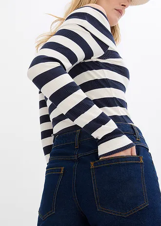 Džíny Wide Leg, Mid Waist, plná délka • sytě modrý denim unwashed • bonprix obchod