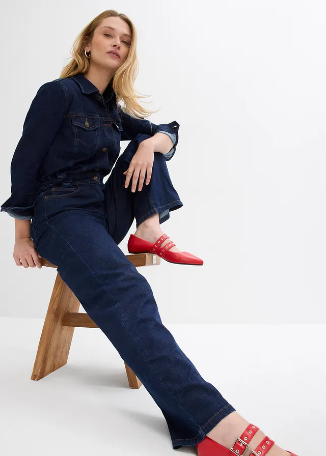 Džínový overal • sytě modrý denim unwashed • bonprix obchod