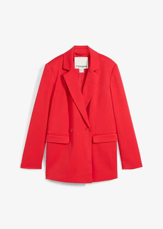 Oversized blazer, Kleur: aardbeirood
