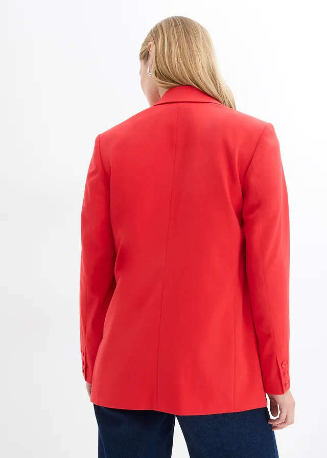Oversized blazer, Kleur: aardbeirood