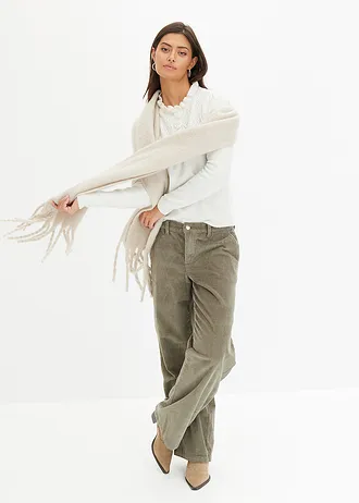 Wijde corduroy broek • rookolijfgroen • bonprix online shop