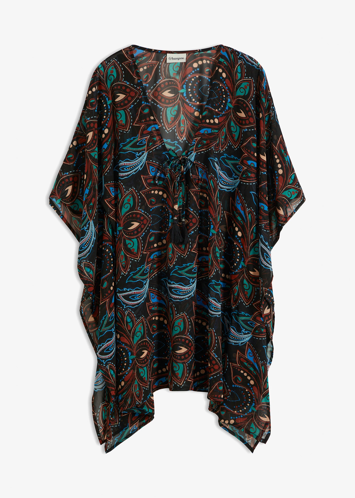 Strandtuniek van chiffon • zwart paisley • bonprix online shop