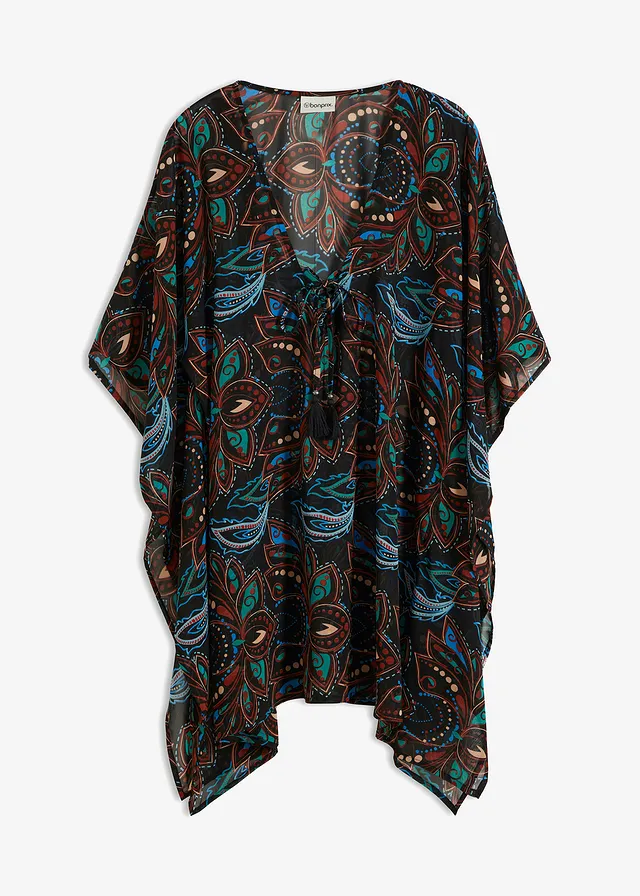 Strandtuniek van chiffon • zwart paisley • bonprix online shop