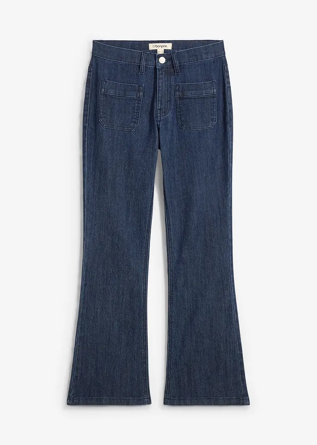 Comfortabele bootcut jeans, Kleur: nachtblauw denim