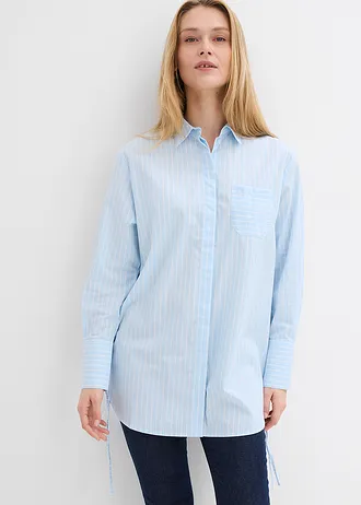 Oversized blouse van katoen, Kleur: ijsblauw-wit gestreept