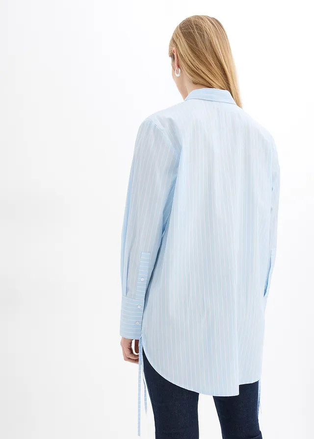 Chemisier oversize 100 % coton • bleu glacé/blanc rayé • product-page.page-title-suffix