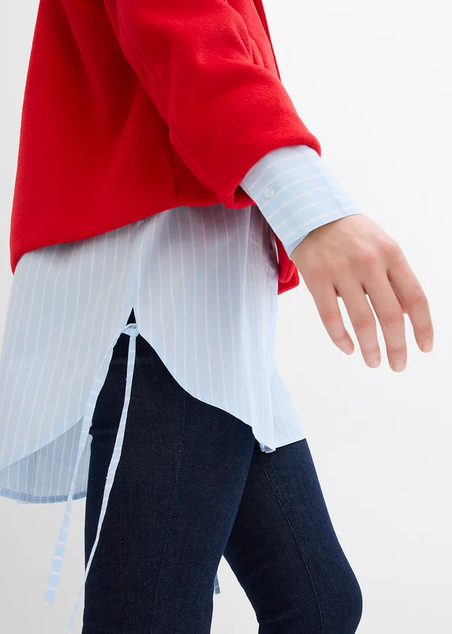 Oversized blouse van katoen • ijsblauw-wit gestreept • product-page.page-title-suffix