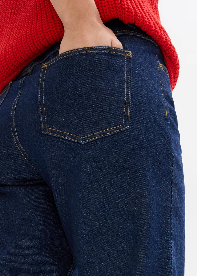 Mom jeans high waist, cropped • diepblauw denim ongewassen • product-page.page-title-suffix
