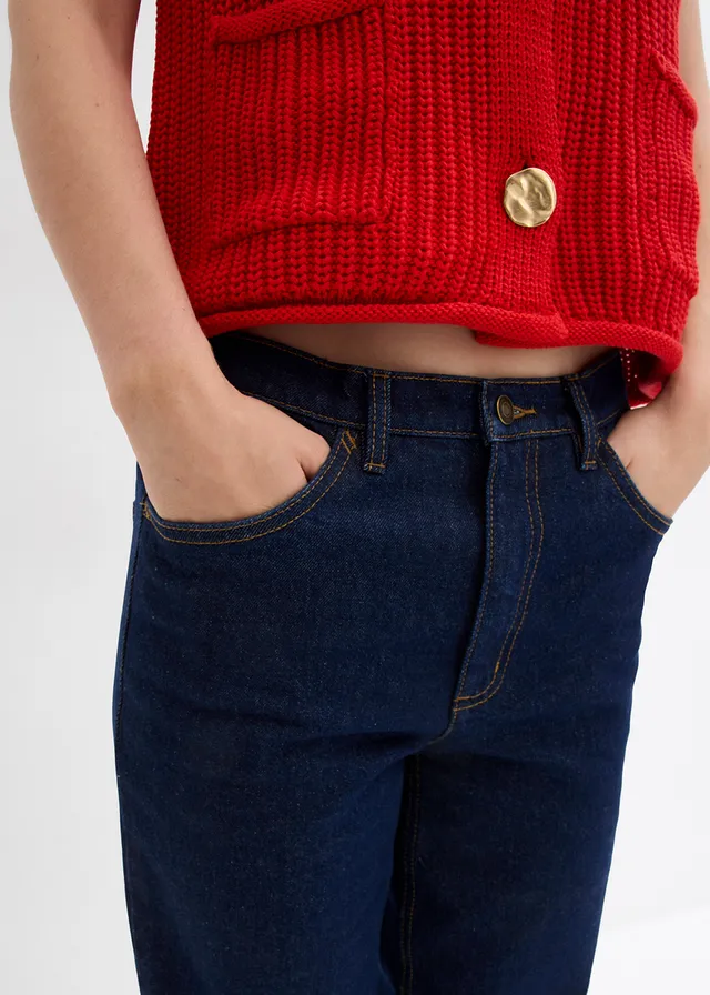Mom jeans high waist, cropped • diepblauw denim ongewassen • product-page.page-title-suffix