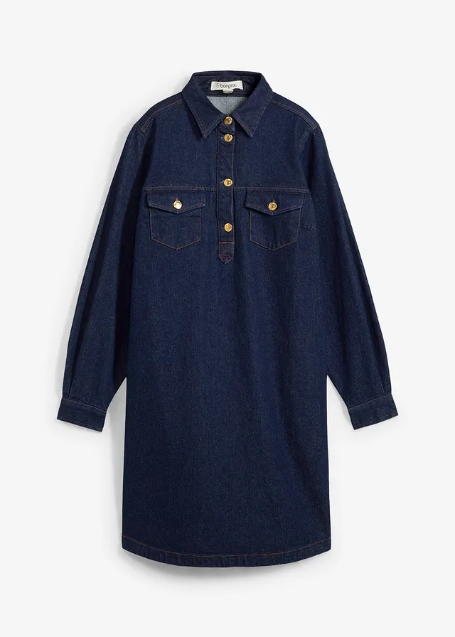 Jeansjurk, Kleur: diepblauw denim ongewassen