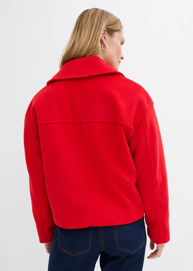 Veste style trench, courte et oversize, Couleur: fraise