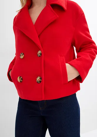 Geacă în stil trenci oversize, cu aspect de lână • roșu-căpșună • magazin bonprix