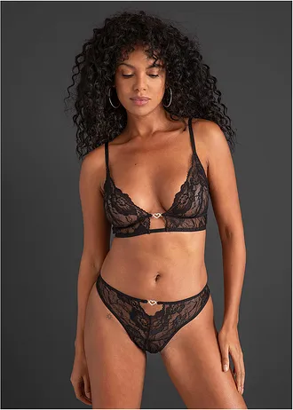 Bralette en string ouvert (2-dlg. set) • zwart • bonprix online shop