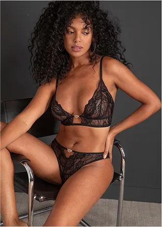 Bralette en string ouvert (2-dlg. set) • zwart • bonprix online shop