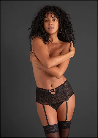 String taille classique ouvert avec porte-jarretelle • noir • Boutique bonprix