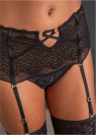 String taille classique ouvert avec porte-jarretelle • noir • Boutique bonprix