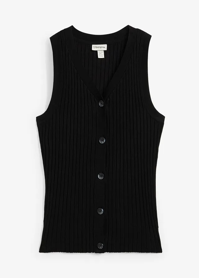 Gilet sans manches en maille côtelée