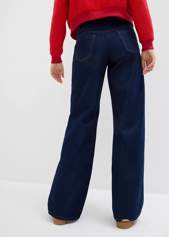 Džíny Wide Leg, Mid Waist • tmavě modrý denim • bonprix obchod