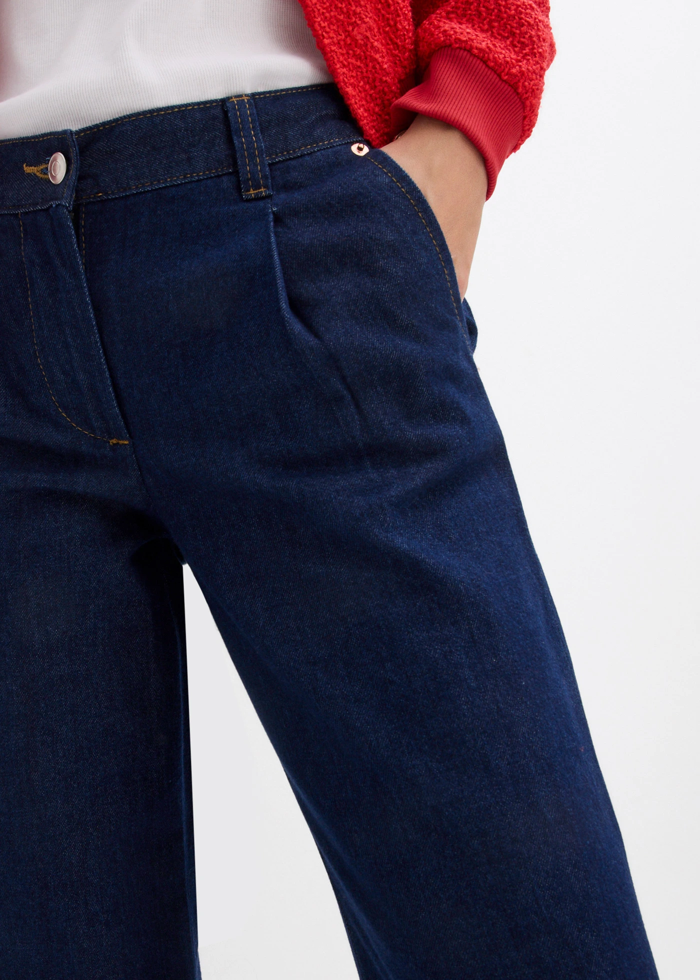 Džíny Wide Leg, Mid Waist • tmavě modrý denim • bonprix obchod