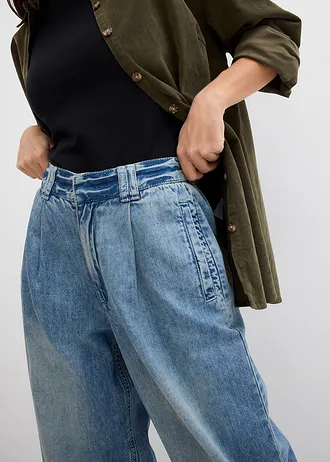 Dżinsy Wide Leg, high waist • jasnoniebieski denim "used" • sklep bonprix