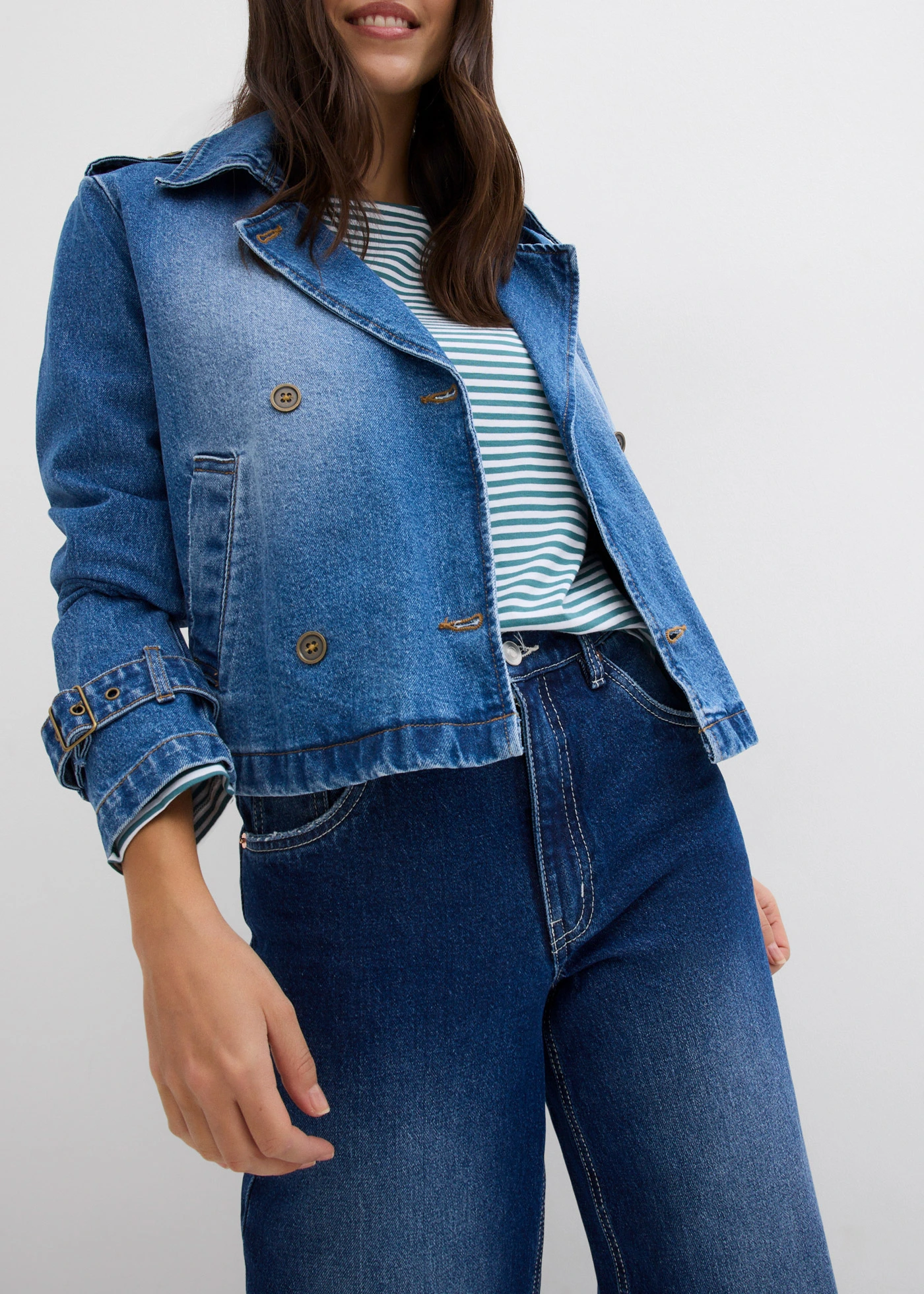 Blugi Loose Straight • bleumarin denim uzat • magazin bonprix