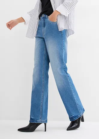 Wide leg jeans, high waist • lichtblauw denim used • bonprix online shop
