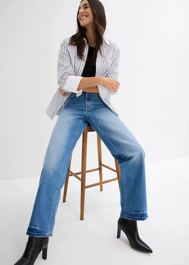 Wide leg jeans, high waist • lichtblauw denim used • product-page.page-title-suffix