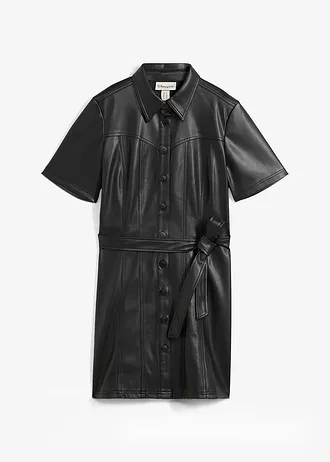 Imitatieleren jurk • zwart • bonprix online shop