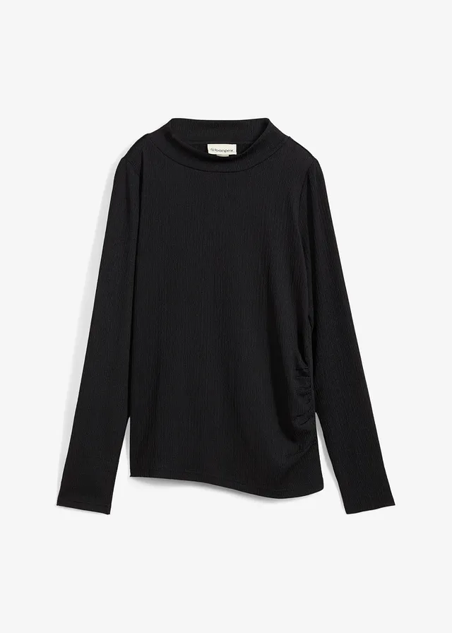 Longsleeve van crêpe • zwart • bonprix online shop