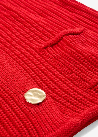 Gebreid vest met zakken • aardbeirood • bonprix online shop