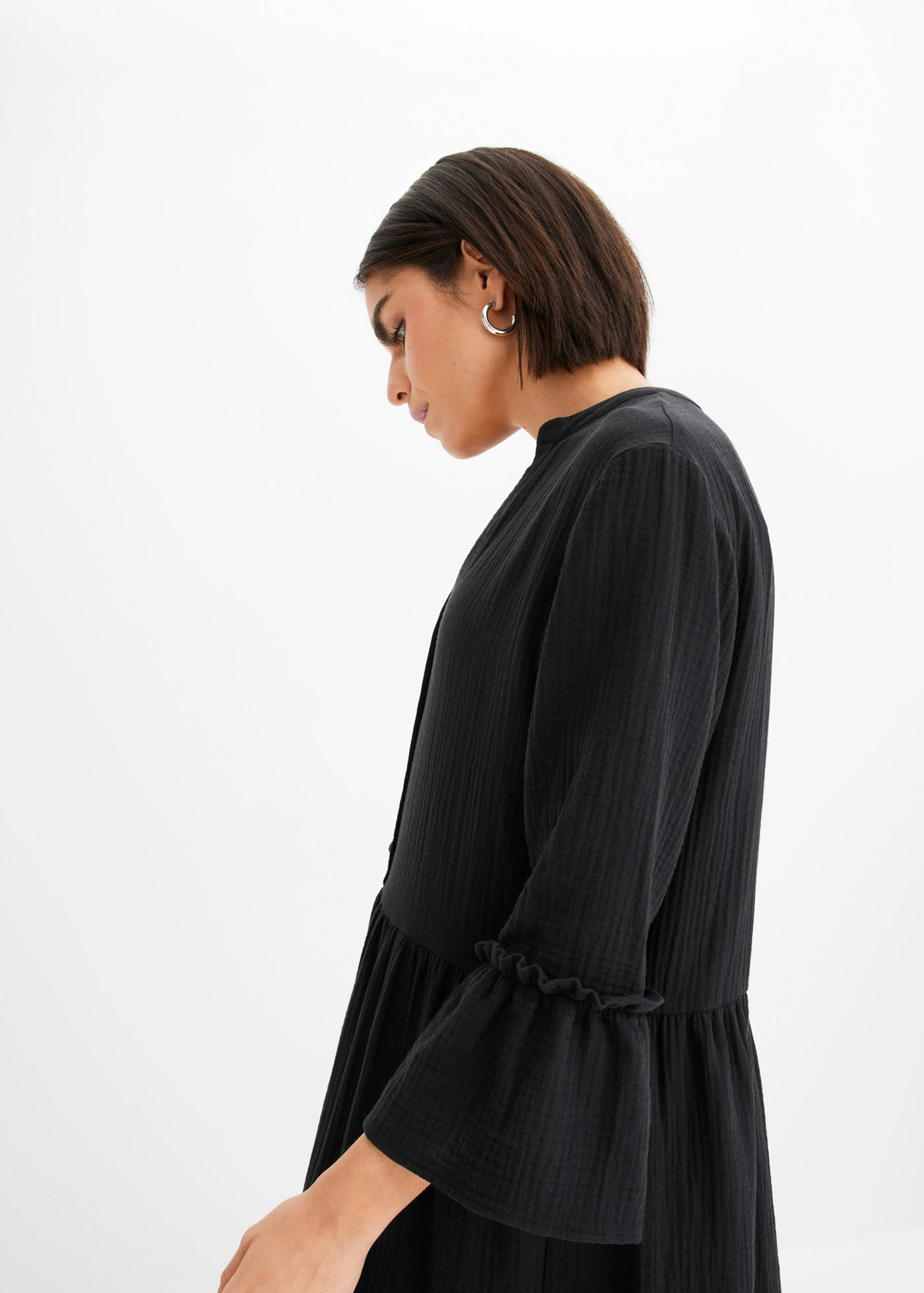 Rochie midi din muselină moale • negru • magazin bonprix