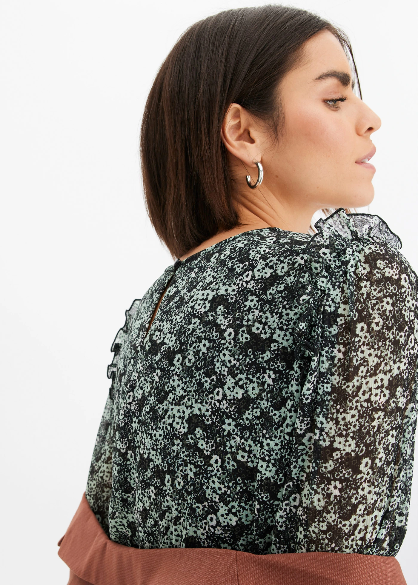 Midi jurk • zwart-mint gebloemd • bonprix online shop