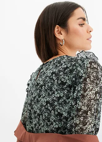 Midi jurk • zwart-mint gebloemd • bonprix online shop