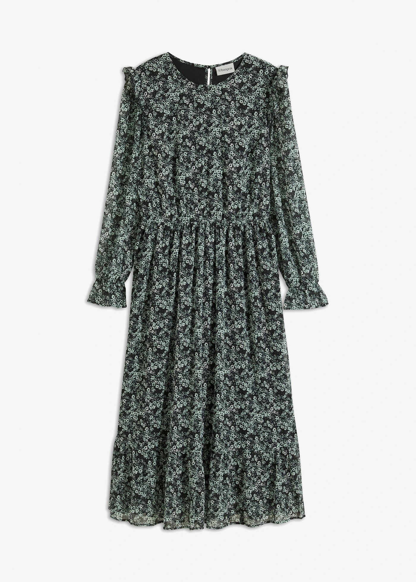 Robe midi • noir-menthe floral • Boutique bonprix