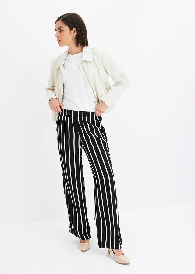 Pantalon taille élastiquée • noir/blanc rayé • product-page.page-title-suffix