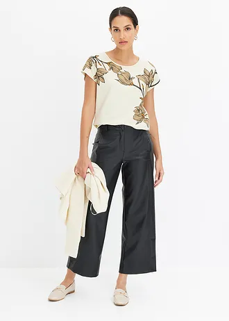 Shirt, Kleur: naturel-zwart-licht olijfgroen