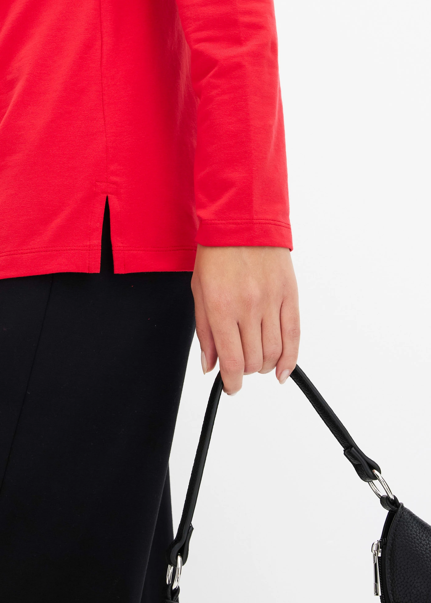 Tričko s dlhým rukávom s háčikmi • červená • obchod bonprix